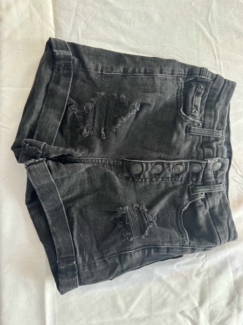 Aeropostale Black High-Rise Distressed Denim Shorts